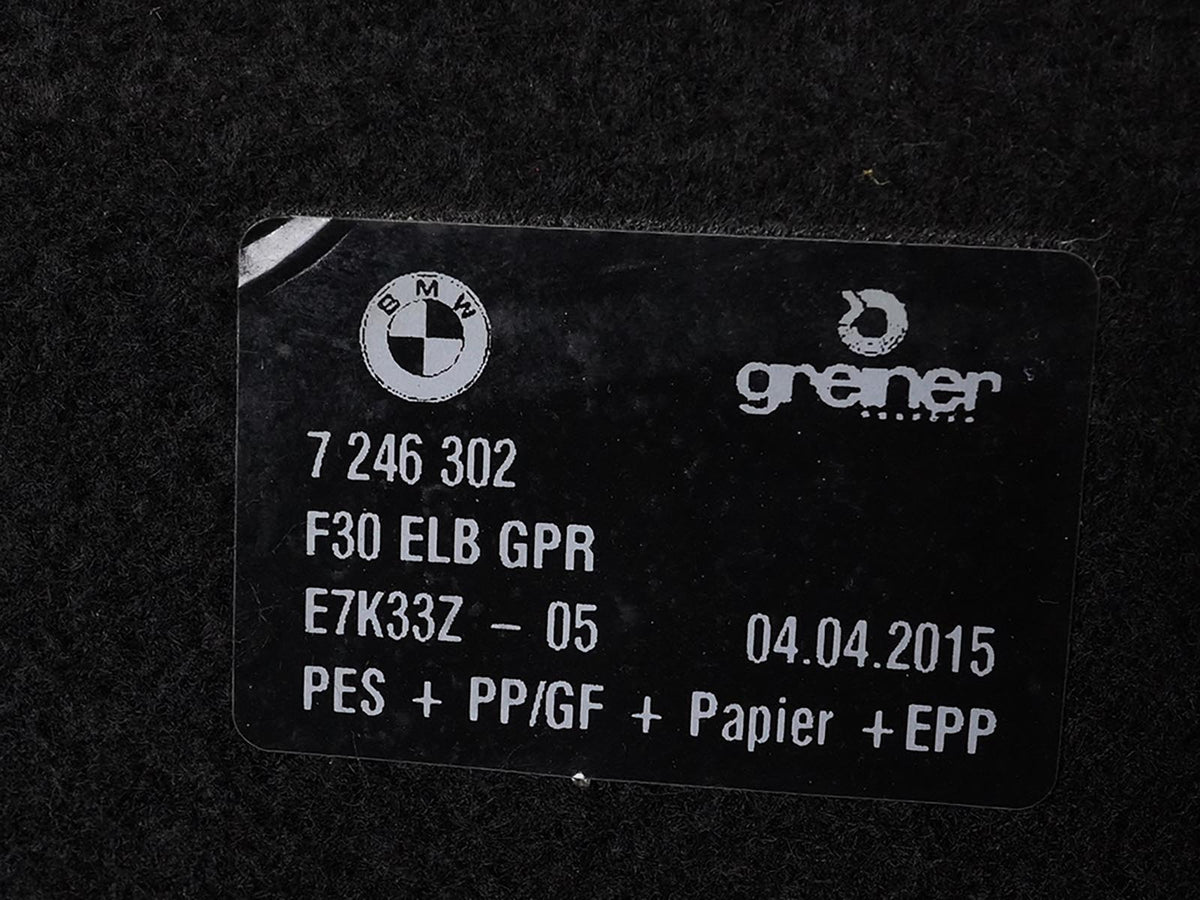 2012 - 2018 Bmw 3 Series F30 Carpet Cover Panel Floor Luggage Trunk Rear OEM