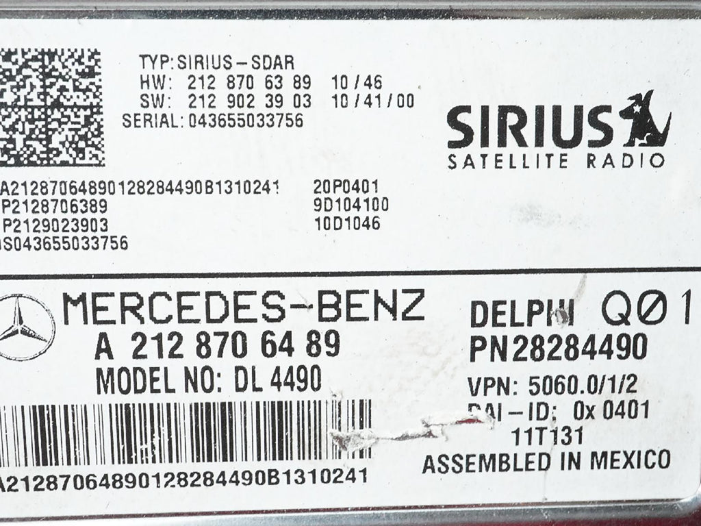  2011 - 2013 Mercedes Benz E Class W212 Radio Sirius Satellite Receiver Unit OEM, in stock