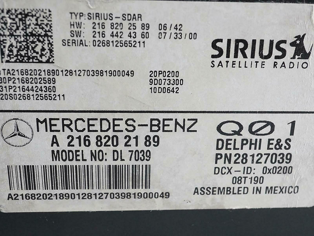  2008 - 2011 Mercedes Benz C Class W204 Sirius Satellite Radio Control Module OEM, used