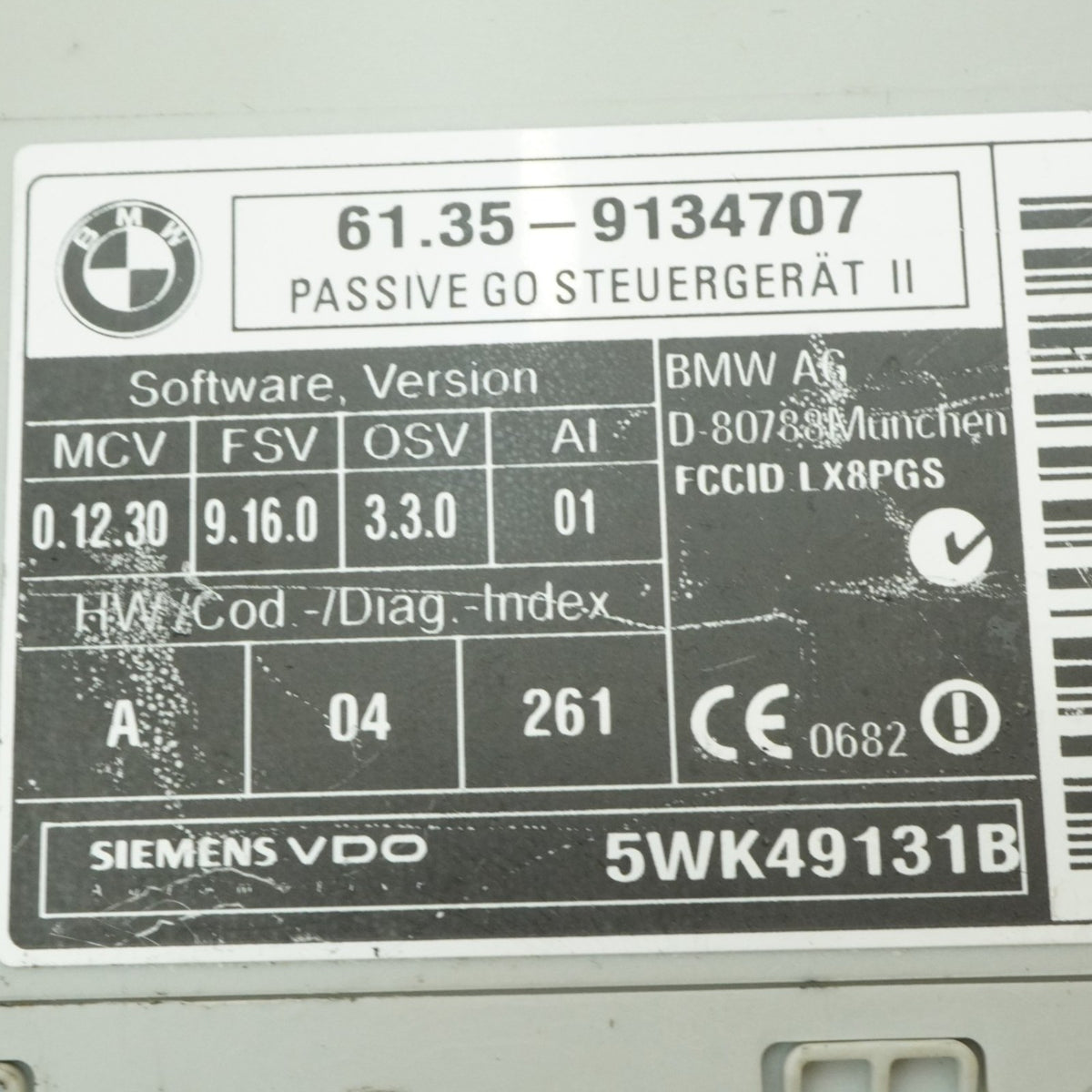 06-10 Bmw 650 E64 E63 Keyless Go Entry Passive Go Control Module 61359134707 OEM