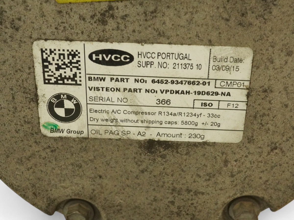 14-19 BMW i3 I01 AC Air Electric Conditioning Compressor Unit 64529347662 OEM