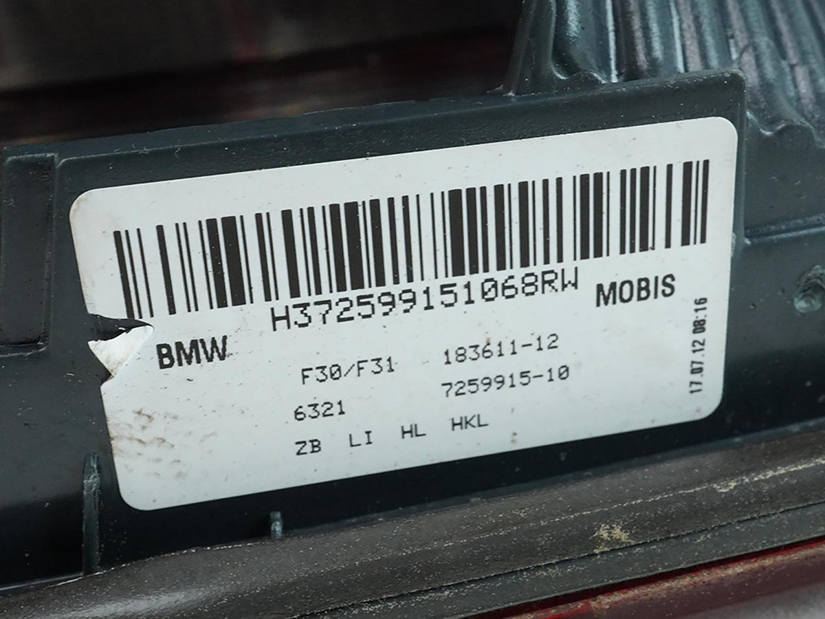 2012 - 2015 Bmw 3 Series F30 Taillight Brake Stop Lamp Decklid Rear Left Lh