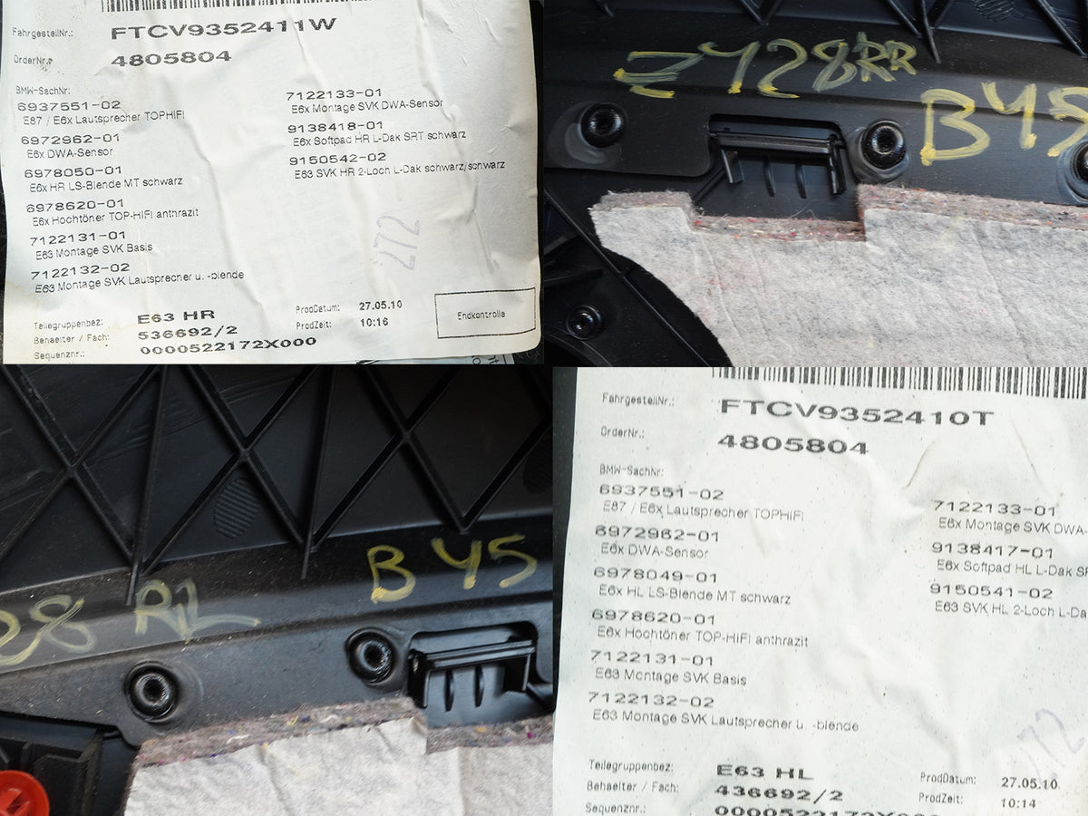 06-10 BMW 650i M6 E63 E64 Inner Door Panel W Switch LH RH SET 51417115496 OEM