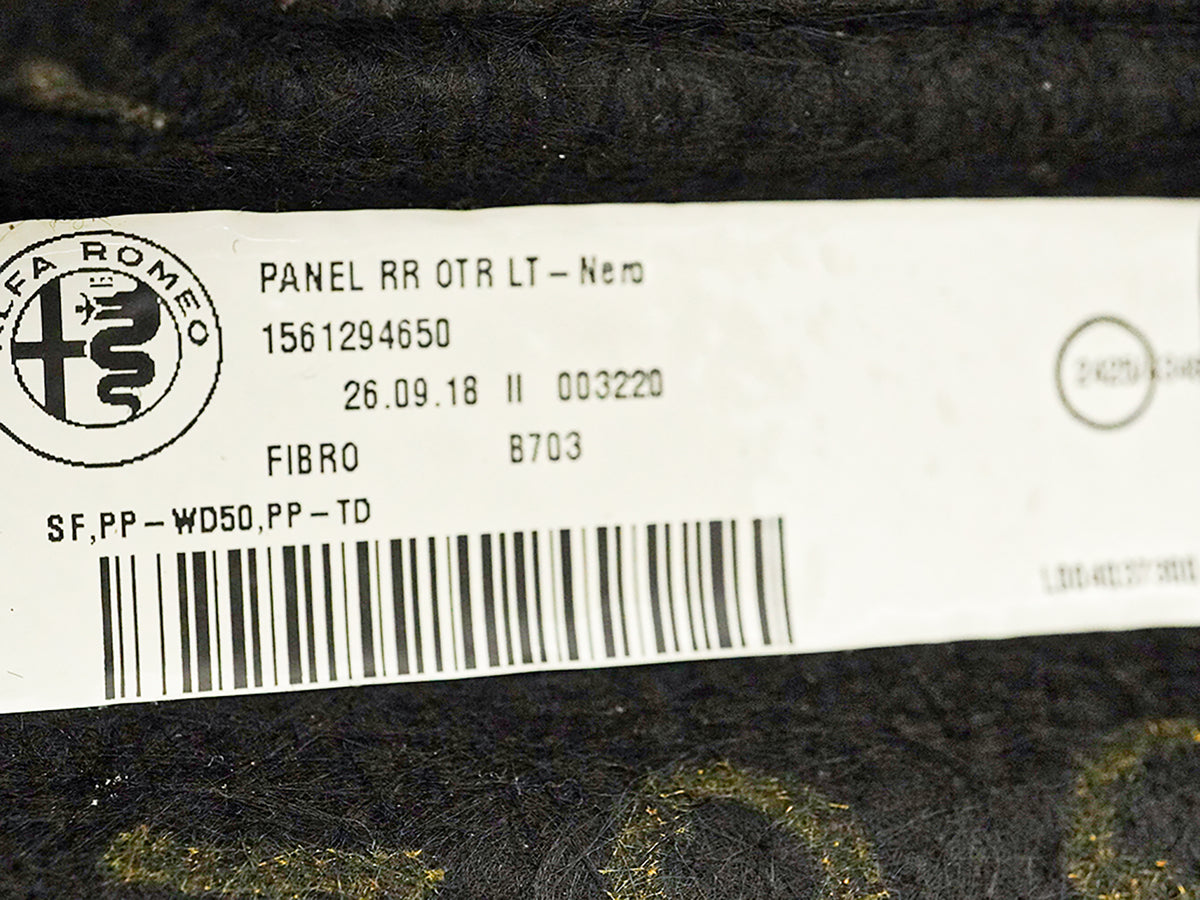 2018 - 2024 Alfa Romeo Stelvio 949 Quarter Panel Trim Carpet Trunk Rear Left