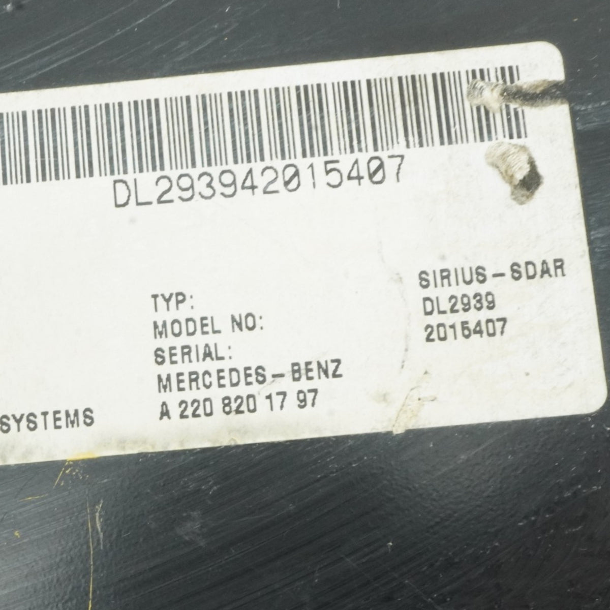 00-06 Mercedes S430 S500 S600 W220 Satellite Sirius Control Module A2208201797