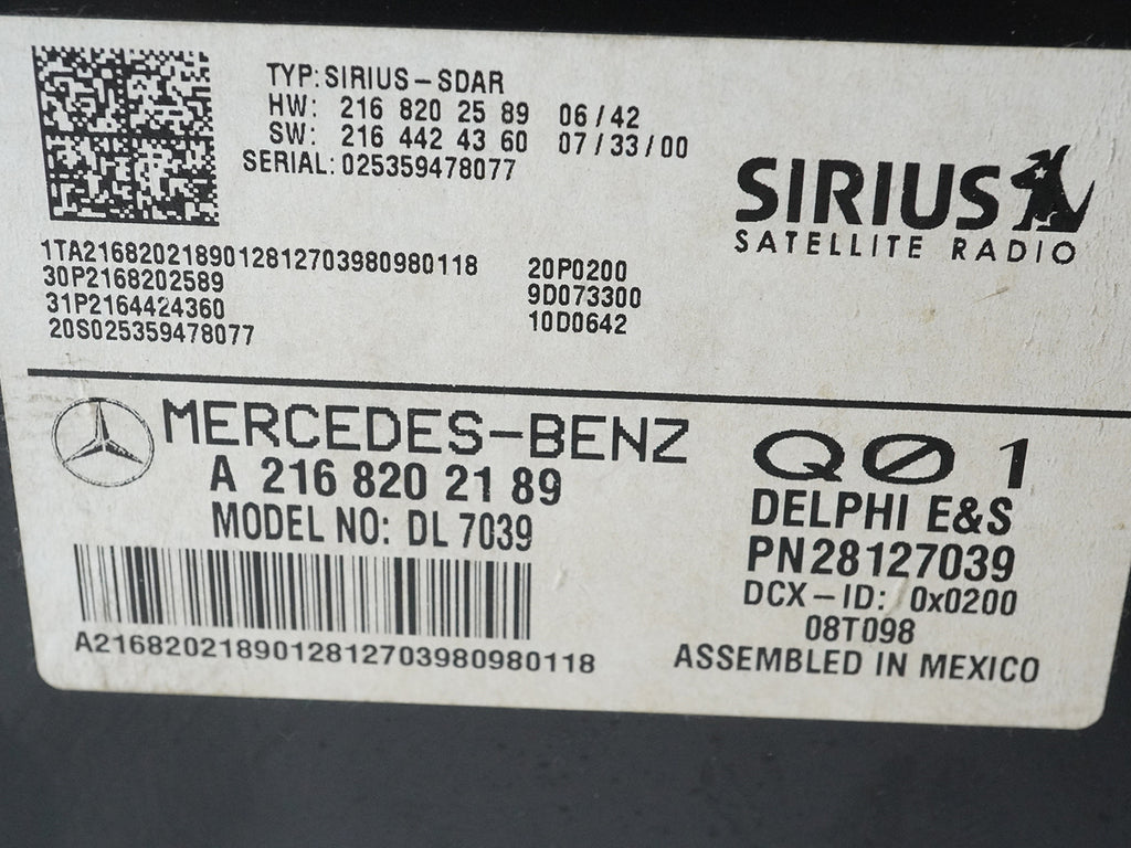  2008  Mercedes Benz C Class W204 Sirius Satellite Radio Module Receiver Control, in stock