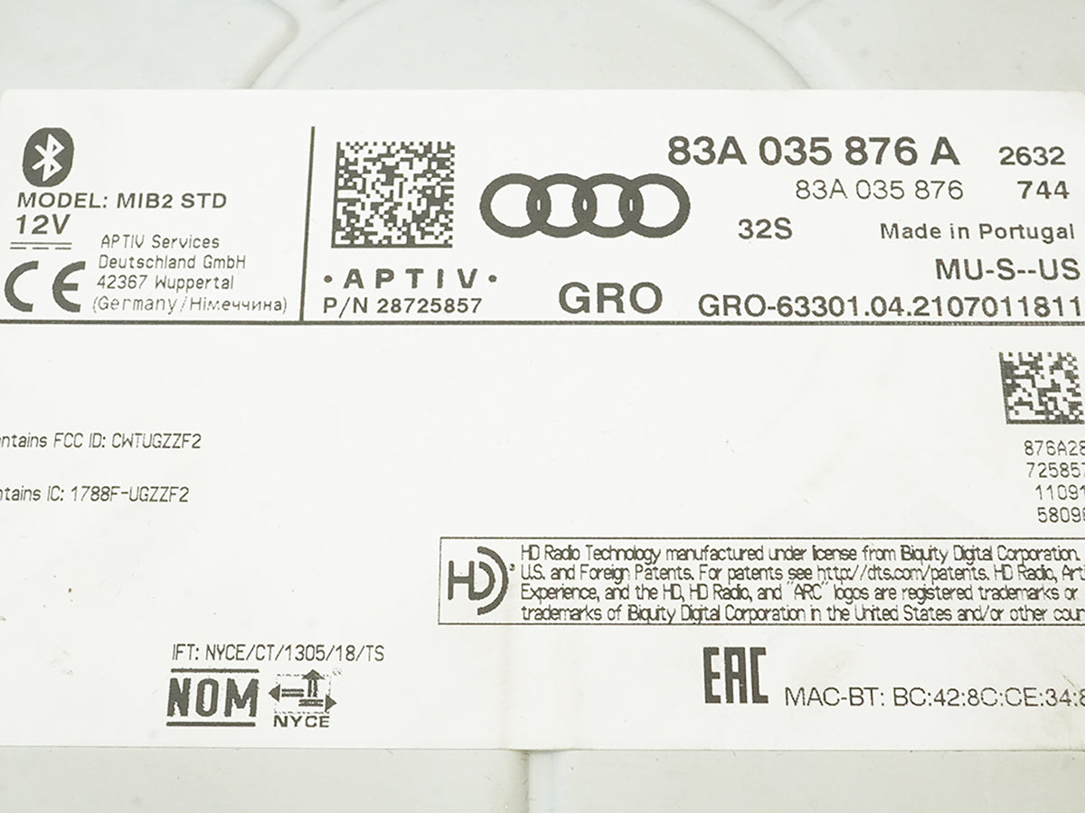 2019-2021 Audi A3 F3 CD SD Audio Player Multimedia Receiver 83A035876A OEM