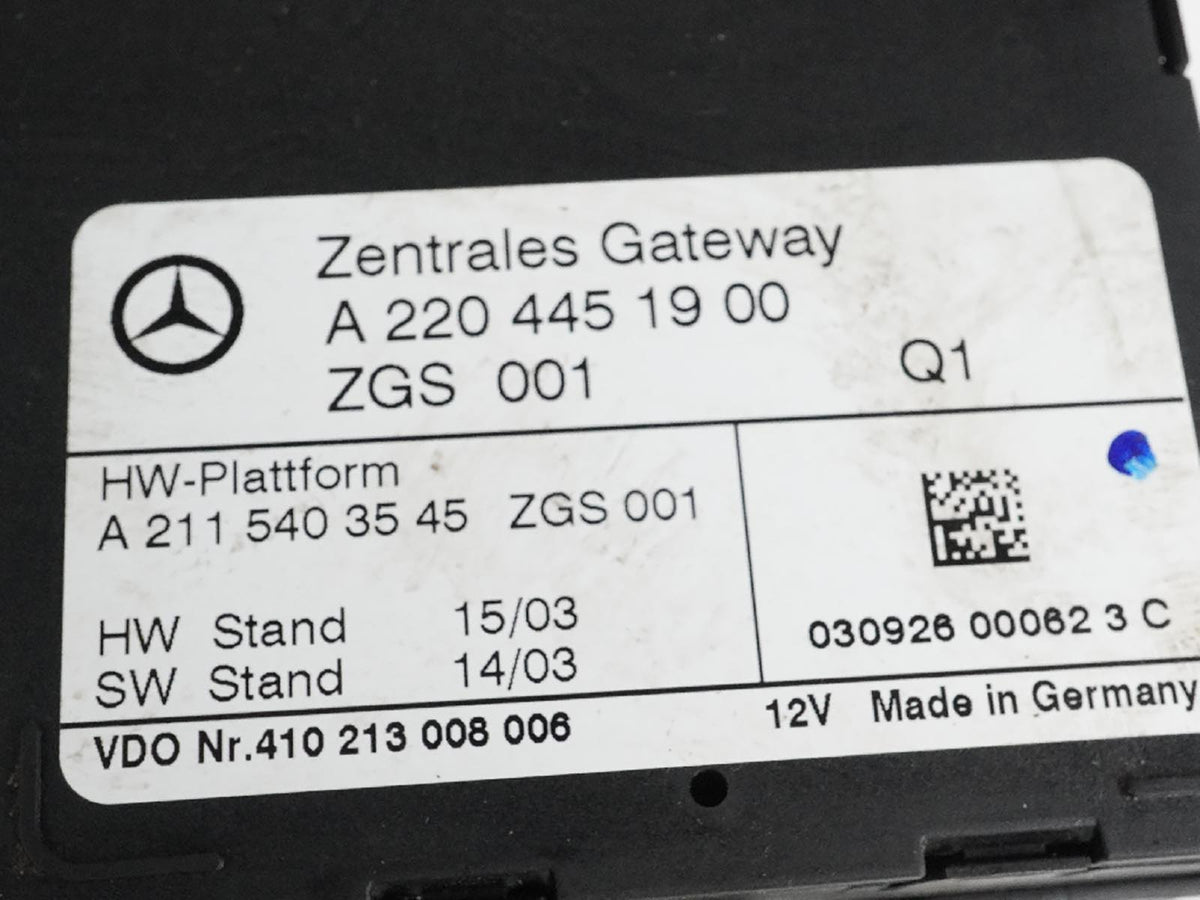 2003 - 2006 Mercedes Benz Sl Class R230 Central Gateway Control Module Unit OEM