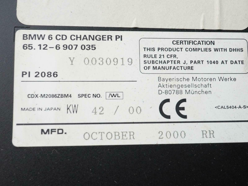  1999 - 2001 BMW 7 SERIES E38 6CD CHANGER REMOTE STORAGE MAGAZINE 8375836 OEM, used