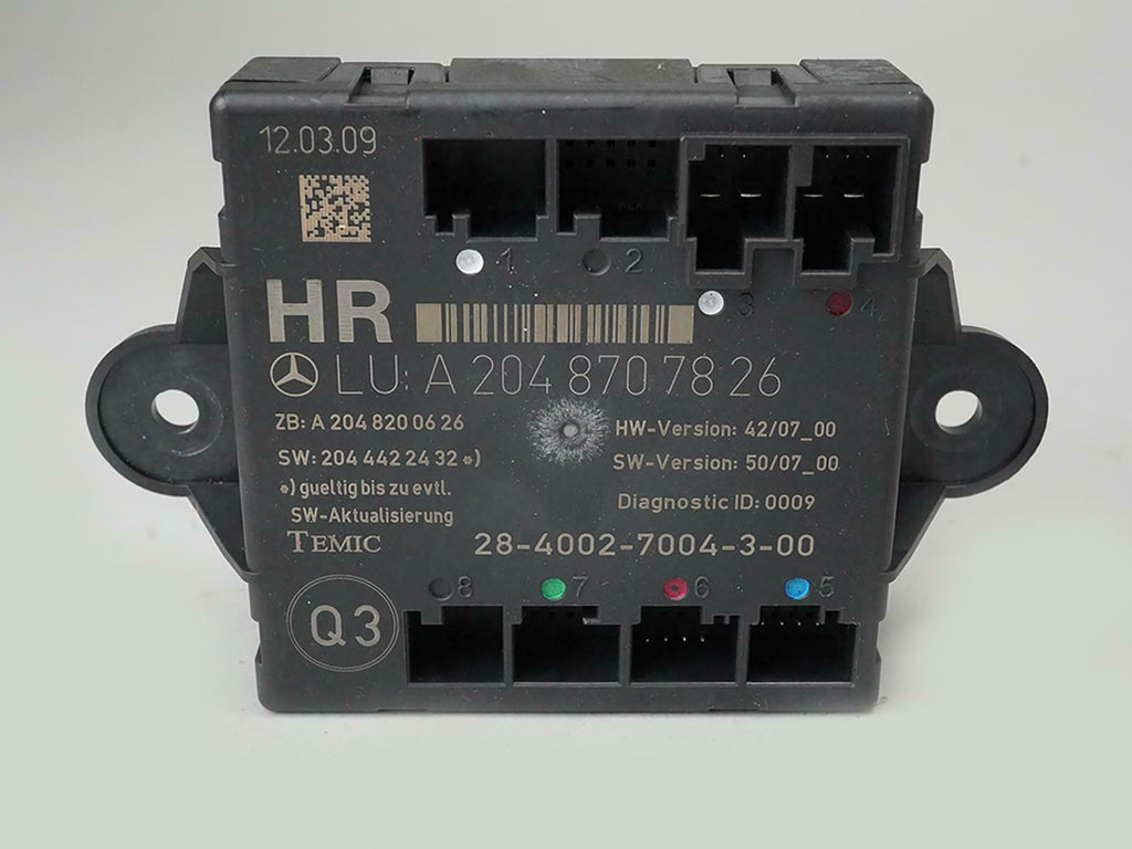  2009 Mercedes Benz C Class W 204 Door Computer Control Module Rear Right OEM, used