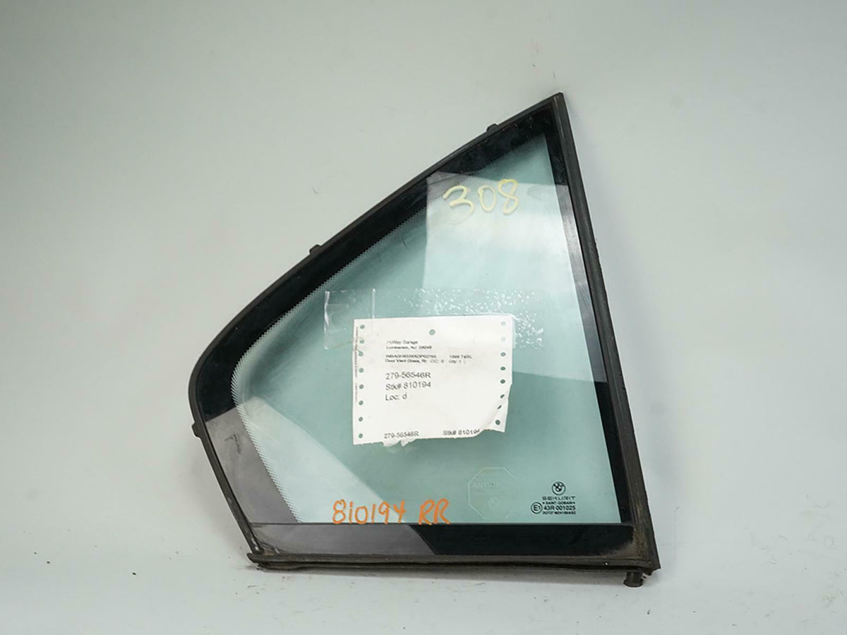 1998 - 2001 Bmw 7 Series E38 Window Glass Door Vent Rear Passenger Right OEM