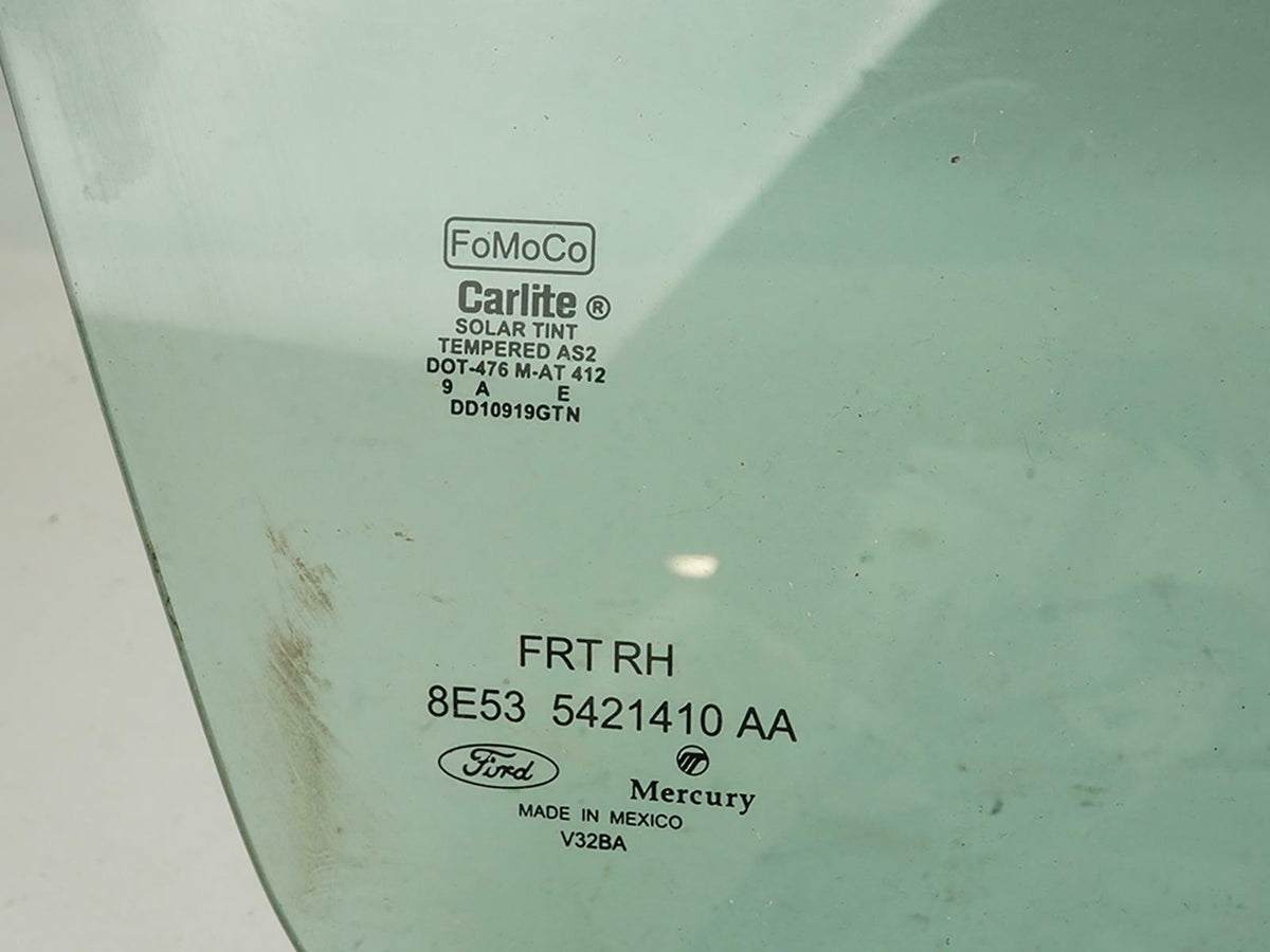 2006 - 2012 Ford Fusion Sedan Door Window Glass Front Passenger 6H6Z5421410A OEM
