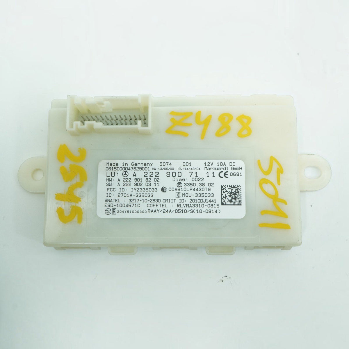 15-17 Mercedes-Benz S550 W222 Keyless Entry Control Module Unit A2229007111 OEM