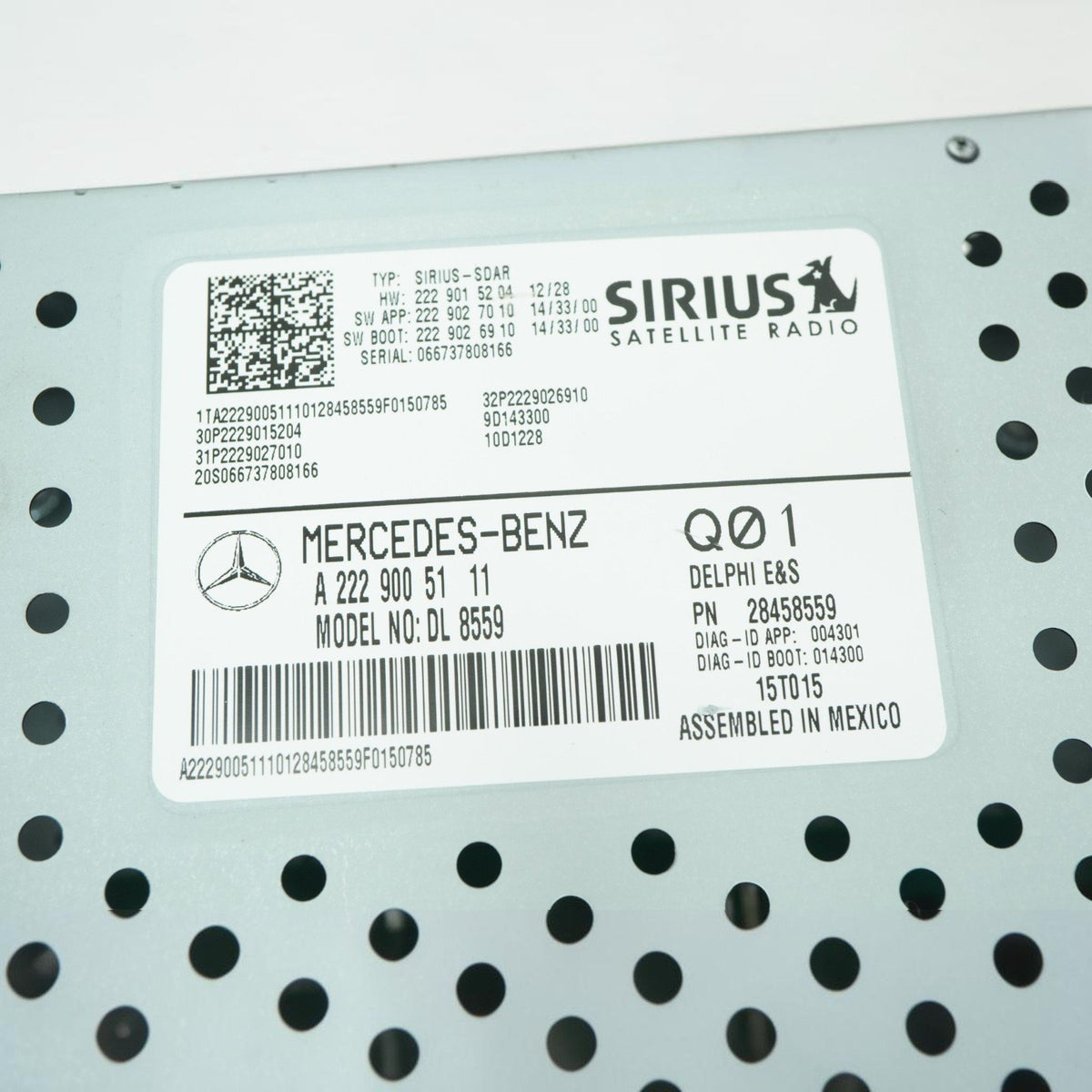 15-17 Mercedes S550 S550E S600 S63 S65 W222 Satellite receiver A2229005111 OEM