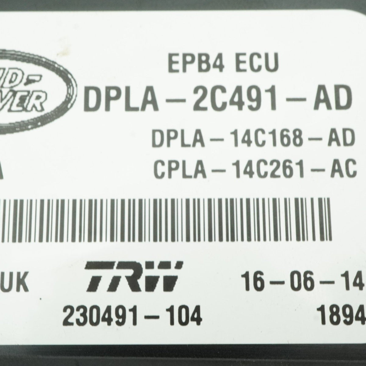 13-15 Land Range Rover Sport L494 Parking Brake Control Module DPLA2C491AD OEM