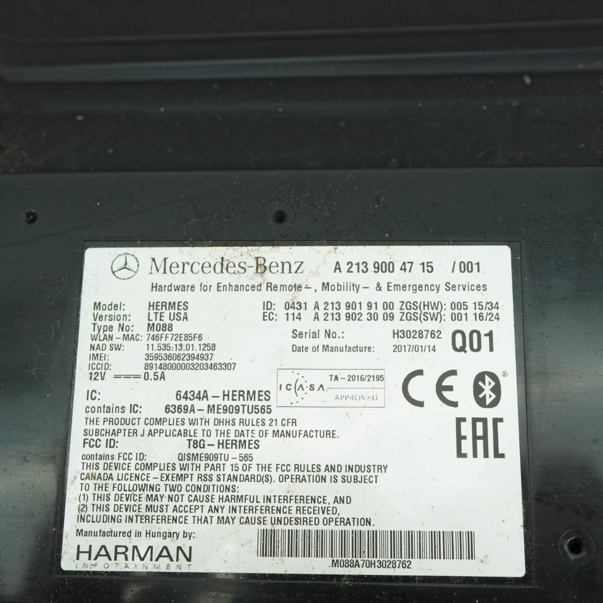 17-19 Mercedes GLS63 GLS450 X166 Telematics Communication Module A2139004715 OEM