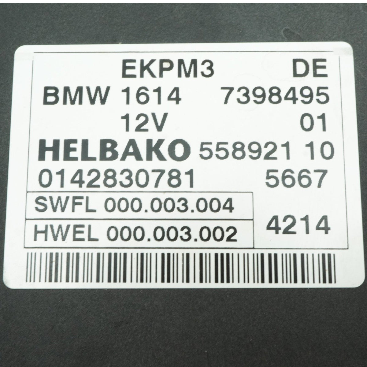 15-19 BMW X6 X5 F15 F16 Helbako Fuel Pump Relay Control Module Unit 7398495 OEM