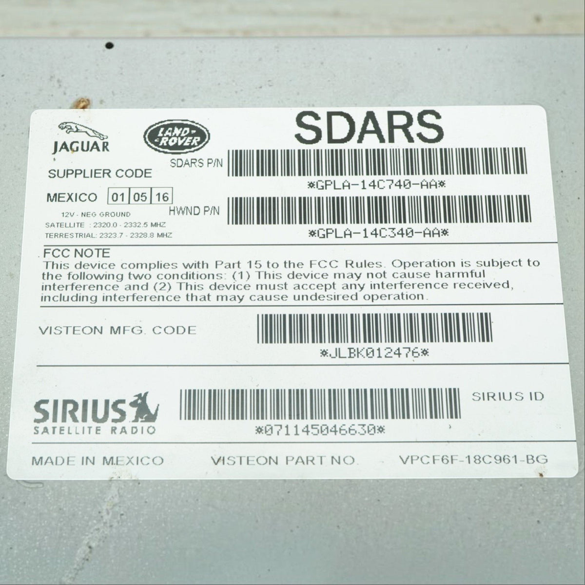 14-16 Land Range Rover Sport L494 Satellite receiver Module GPLA14C740AA OEM
