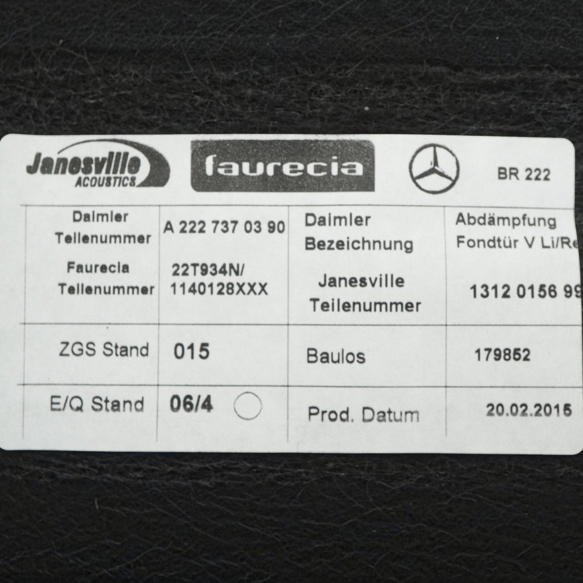 15-20 Mercedes S550 S400 W222 Front Rear Seat Door Panel Center Console SET OEM