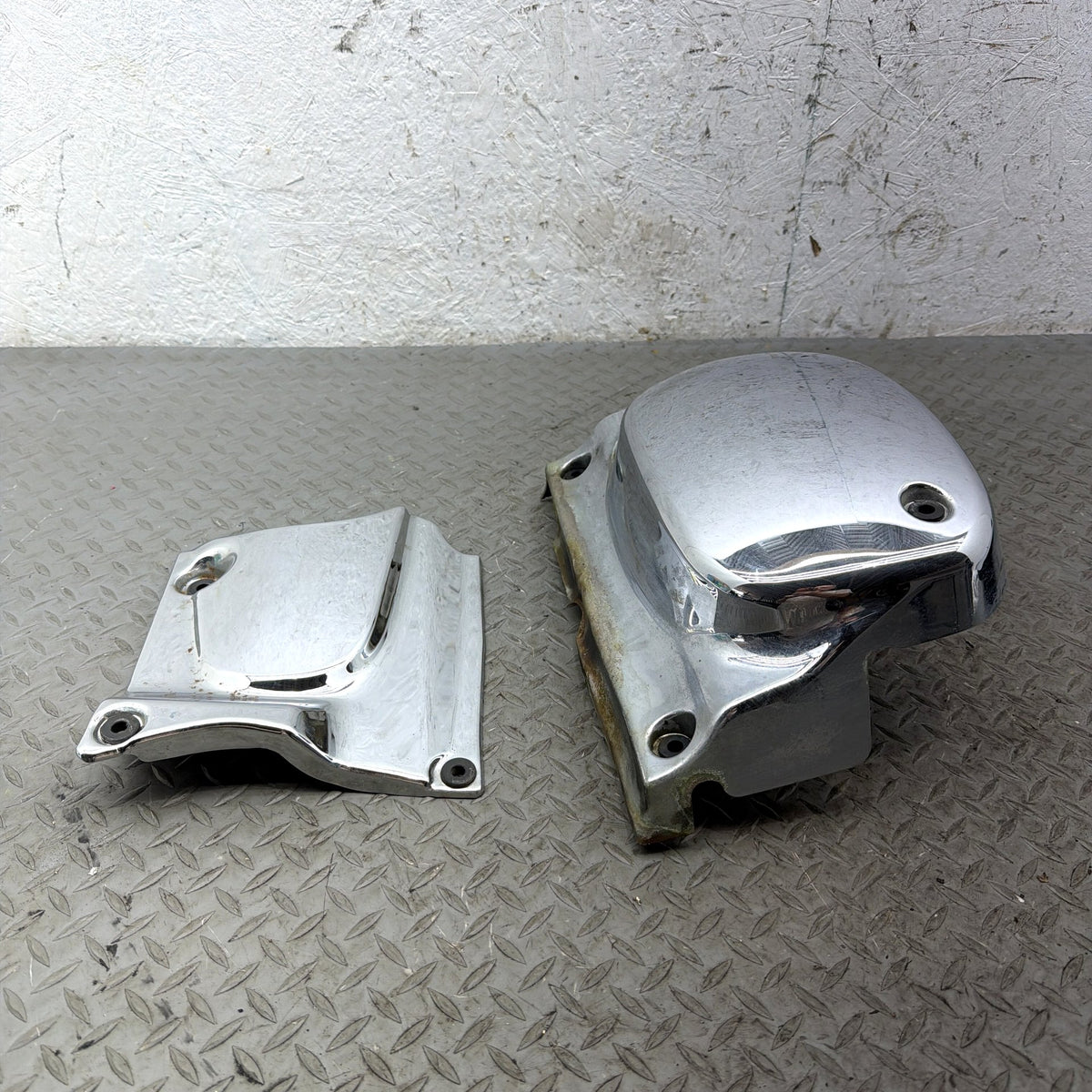 05-09 Suzuki Boulevard C50 VL800 Chrome Engine Sprocket Cover Heat Shield Set