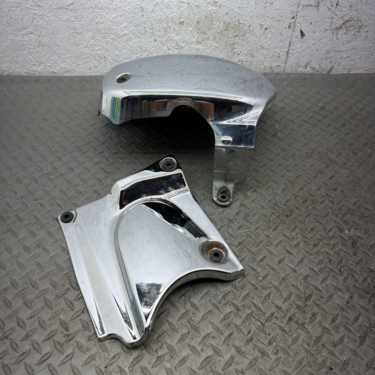 05-09 Suzuki Boulevard C50 VL800 Chrome Engine Sprocket Cover Heat Shield Set